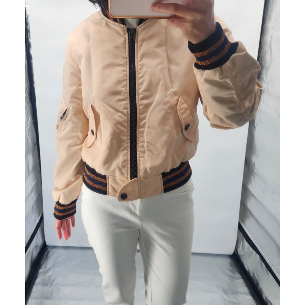 NWD Coach 1941 Women's Satin Cropped Bomber Jacket Size 2 Beige #2G413 - Picture 4 of 12